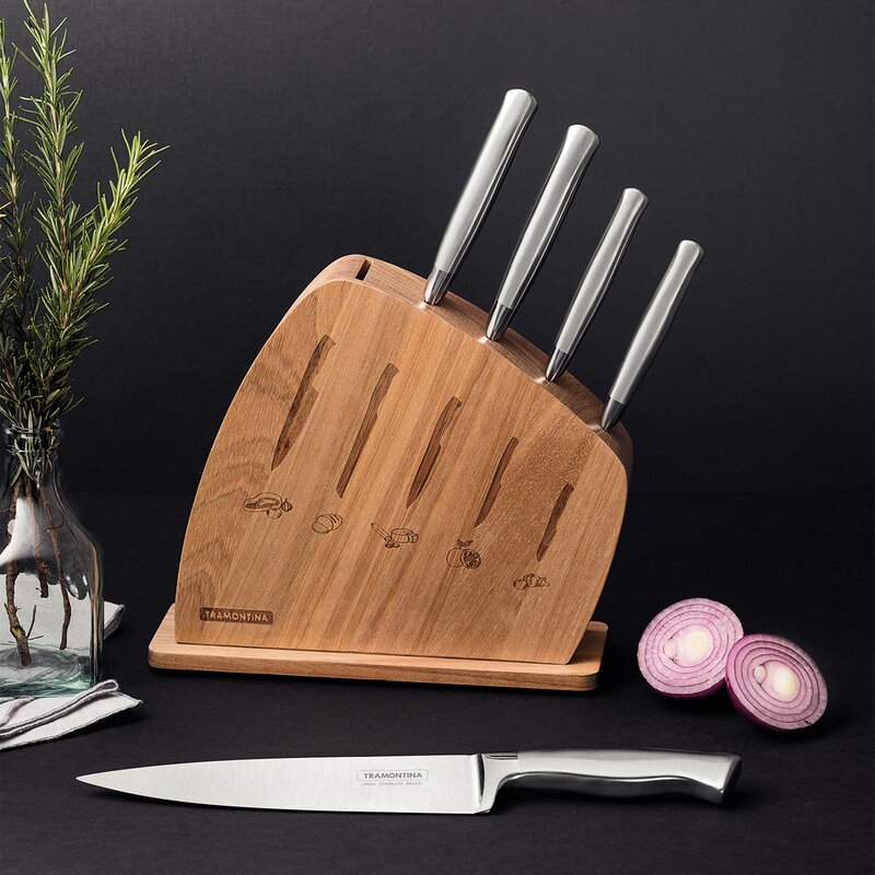 Tramontina Cronos knivset 6 delar med knivblock silver