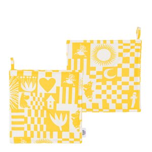 MoominArabia Mumin Fest grytlapp 23x23 cm 2-pack gul