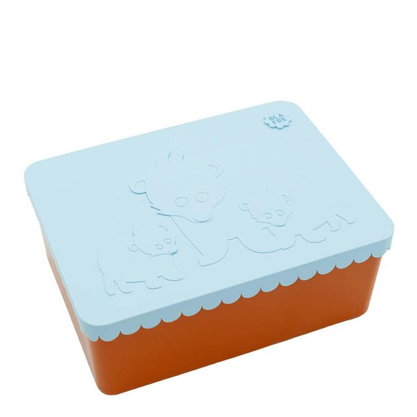Blafre Björn matlåda plast tre fack 14x19 cm ljusblå/orange