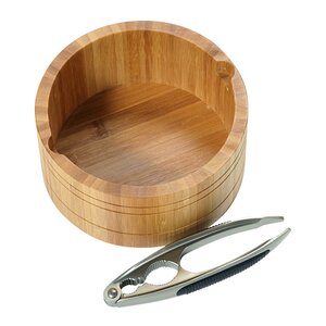Kesper Nötskål med nötknäppare 16,6 cm bambu