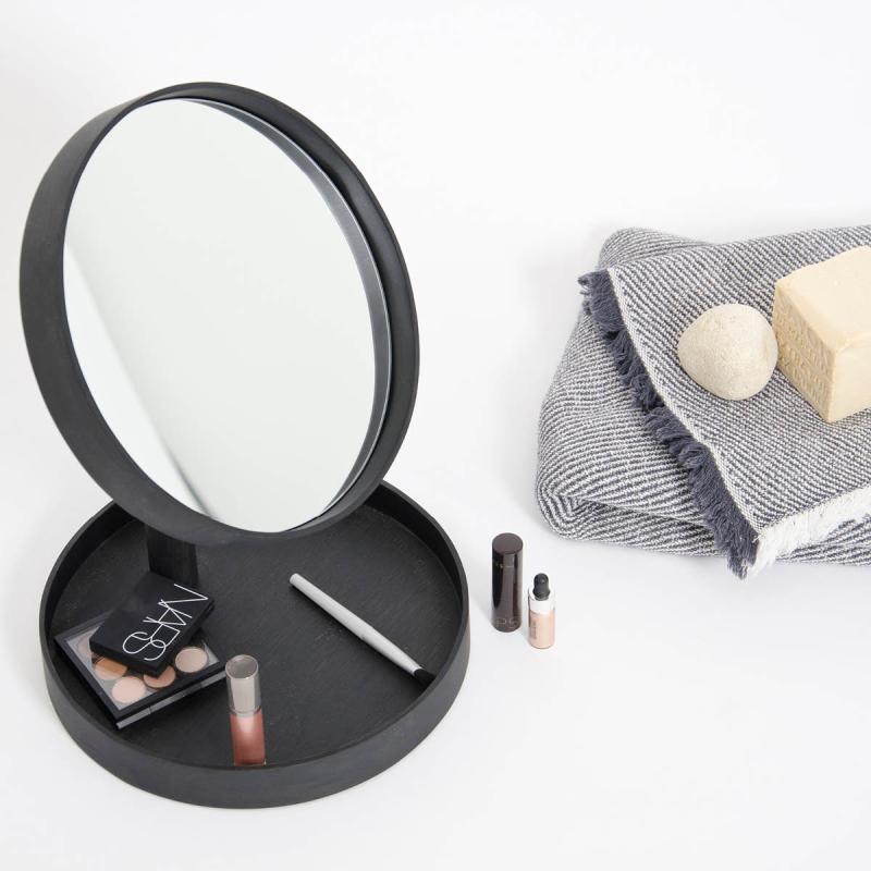 Wireworks Magnify Mirror Bordsspegel med bricka 25 cm Mörk Ek