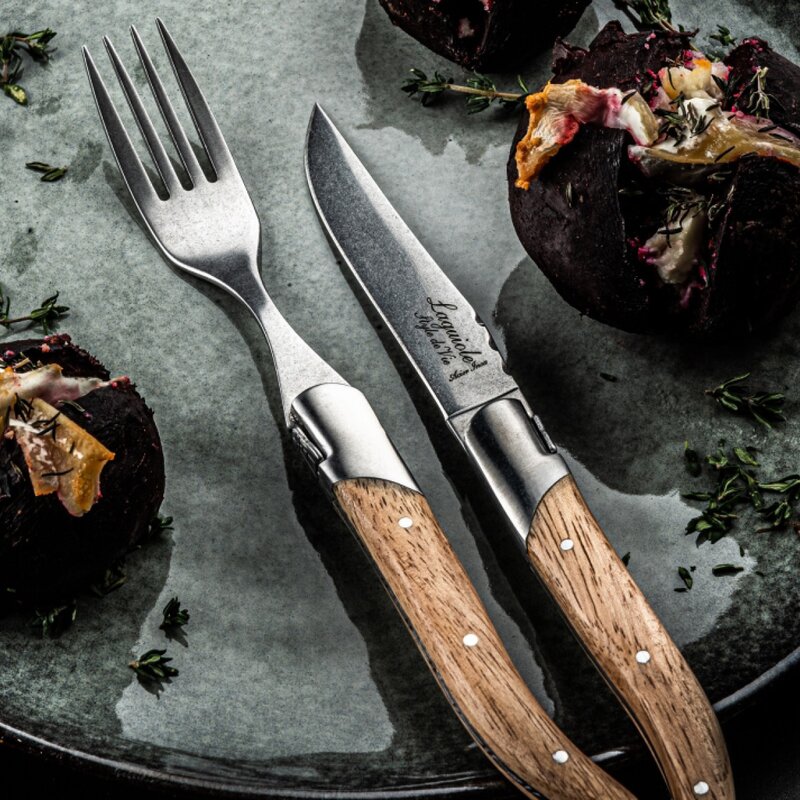 Laguiole Style de Vie Grillbestick kniv 22 cm 6-pack Oak Stonewash