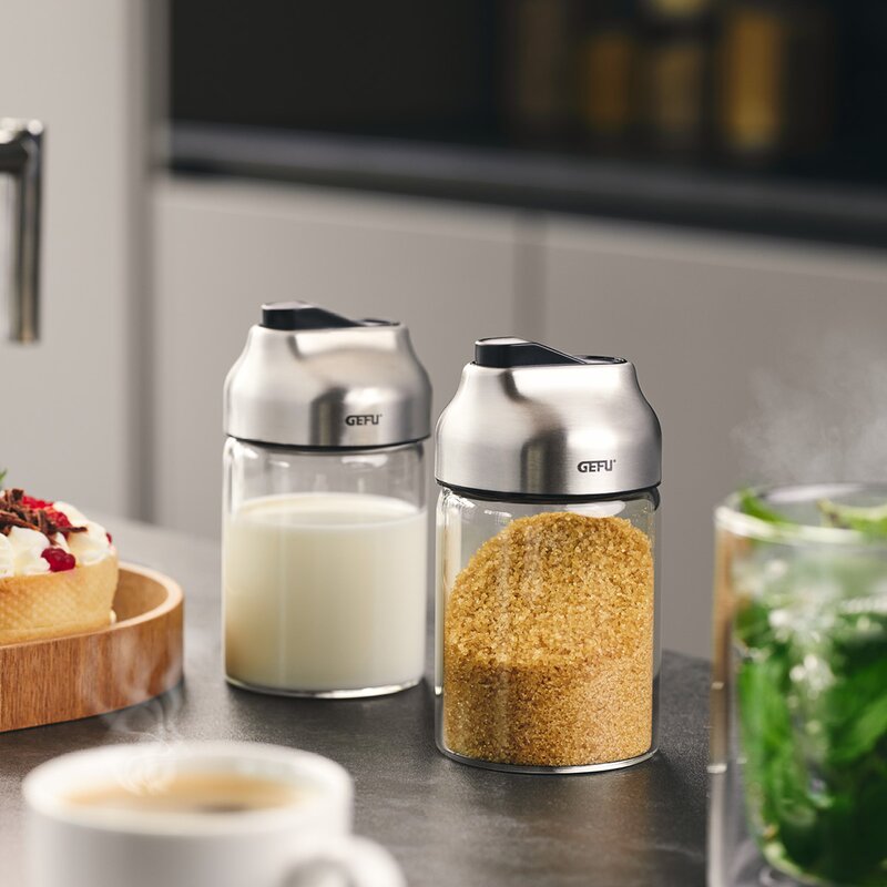 Gefu Tip socker- eller mjölkdispenser 180 ml klar/stål/svart