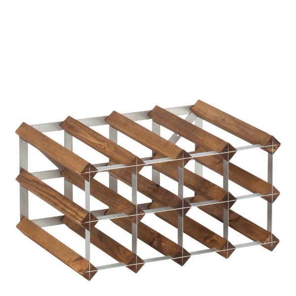 Påbyggnadsbart Vinställ för 12 flaskor mörkt Trä