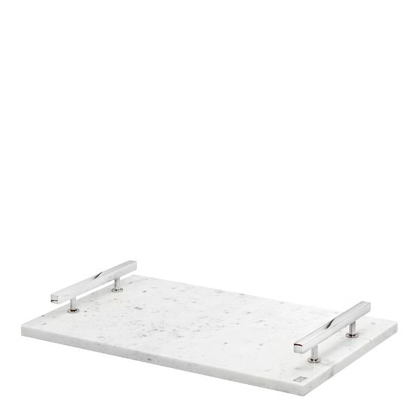 Marmorbricka med handtag Vit/Förnicklad Mässing