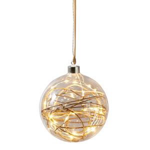 Star Trading Glow julkula med ljus och kvist i glas 15 cm klar