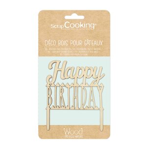 ScrapCooking Tårtdekoration trä Happy Birthday