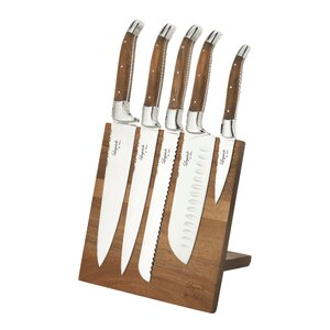 Laguiole by Haws Knivset 5 delar + magnetiskt knivblock olivträ