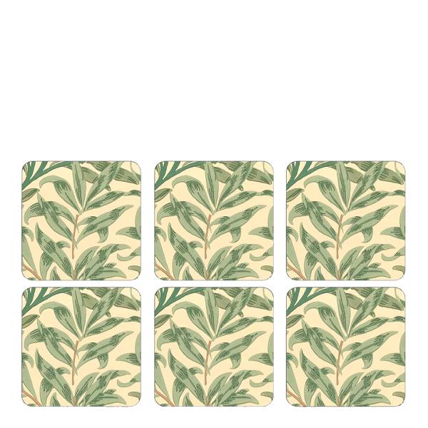 Morris & Co Willow Bough Glasunderlägg 6-pack grön