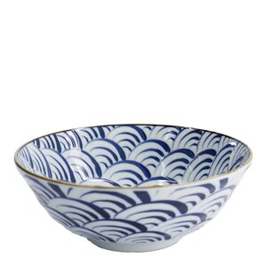 Tokyo Design Studio Natsu Nami ramen skål 21x7,8 cm 1 L blå/vit