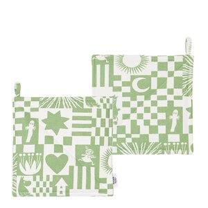MoominArabia Mumin Fest grytlapp 23x23 cm 2-pack grön