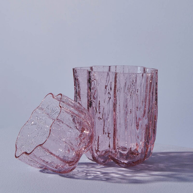 Kosta Boda Crackle vas 12 cm rosa