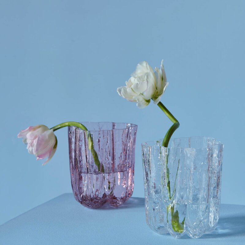 Kosta Boda Crackle vas 12 cm rosa