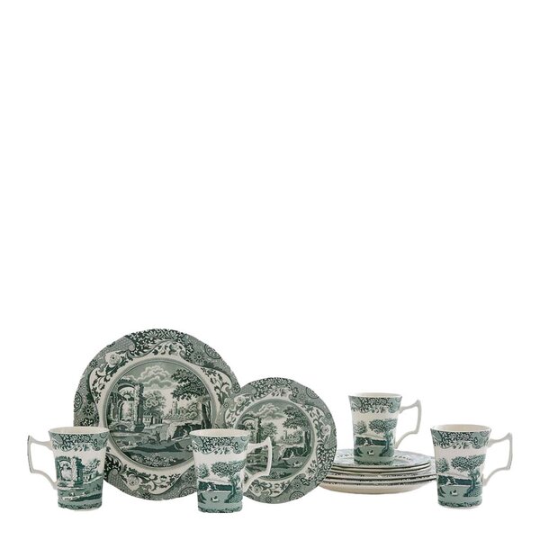 Spode Heritage Green Italian servis set 12 delar grön/vit