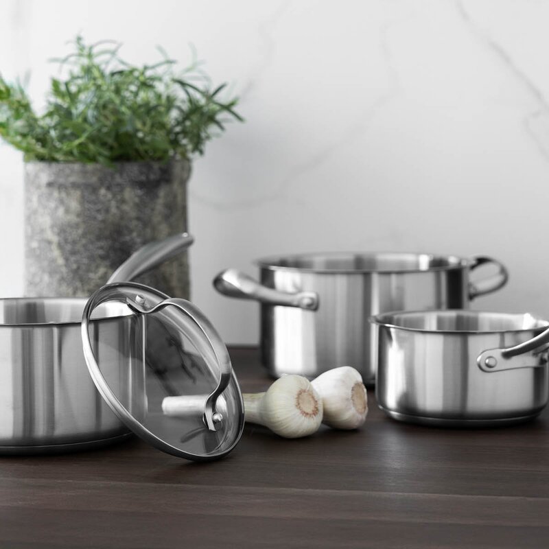 Anders Petter Stenfors kastrullset 3 delar 1/2/3 L med glaslock recycled matt