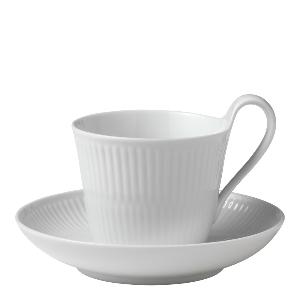 Royal Copenhagen White Fluted kopp med högt handtag 24 cl med fat