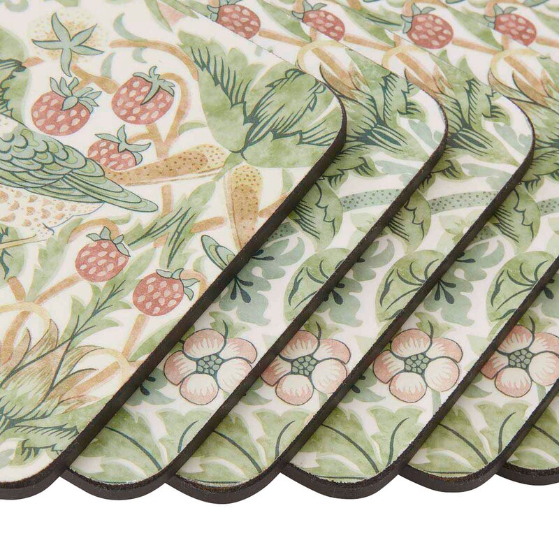 Spode Morris & Co glasunderlägg 6-pack Strawberry Thief green
