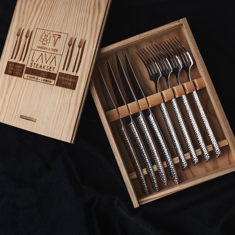 Vargen & Thor Lava bestickset 8 delar silver