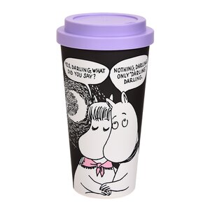 Nordicbuddies Mumin take away mugg 45 cl Mumin och Snorkfröken in love svart
