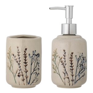 Bloomingville Bea set tvålpump och hållare 8 cm natur
