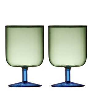 Lyngby Glas Torino vinglas 30 cl 2-pack grön/blå