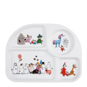 Martinex Mumin tallrik med fack 26x20 cm Muminfamiljen vit