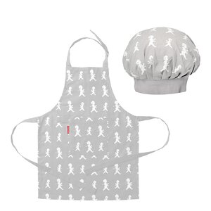 SOLSTICKAN Förkläde + Kockmössa barn Grå