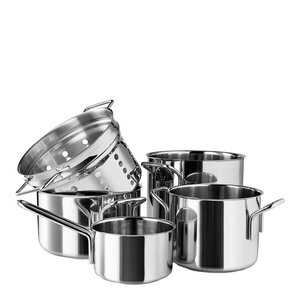 Eva Trio Stainless Steel kastrullset 5 delar med pastainsats