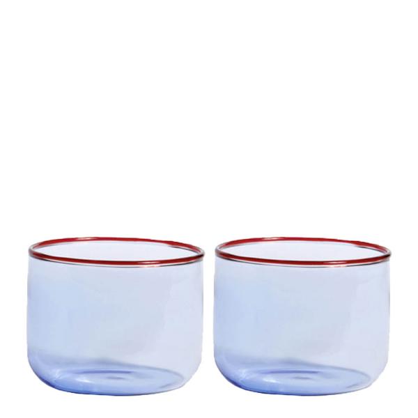 Tint Glas 2-pack Blå/Röd kant