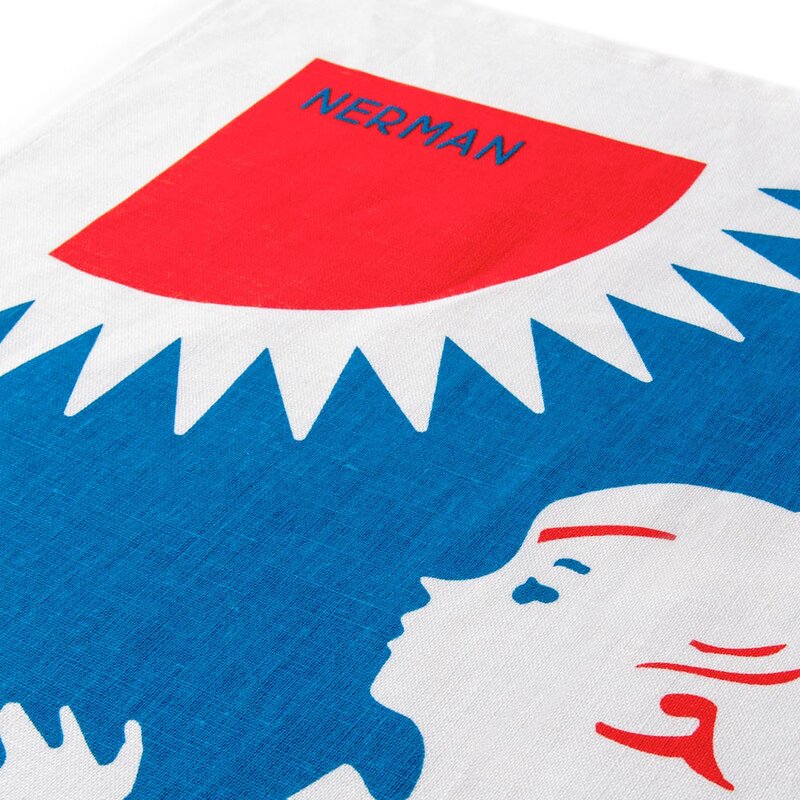 SOLSTICKAN Handduk Halvlinne 50x70 cm Röd/Blå