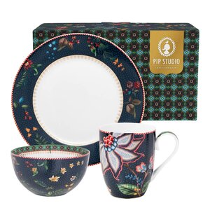 Pip Studio Berry Blues frukostset 3 delar blå