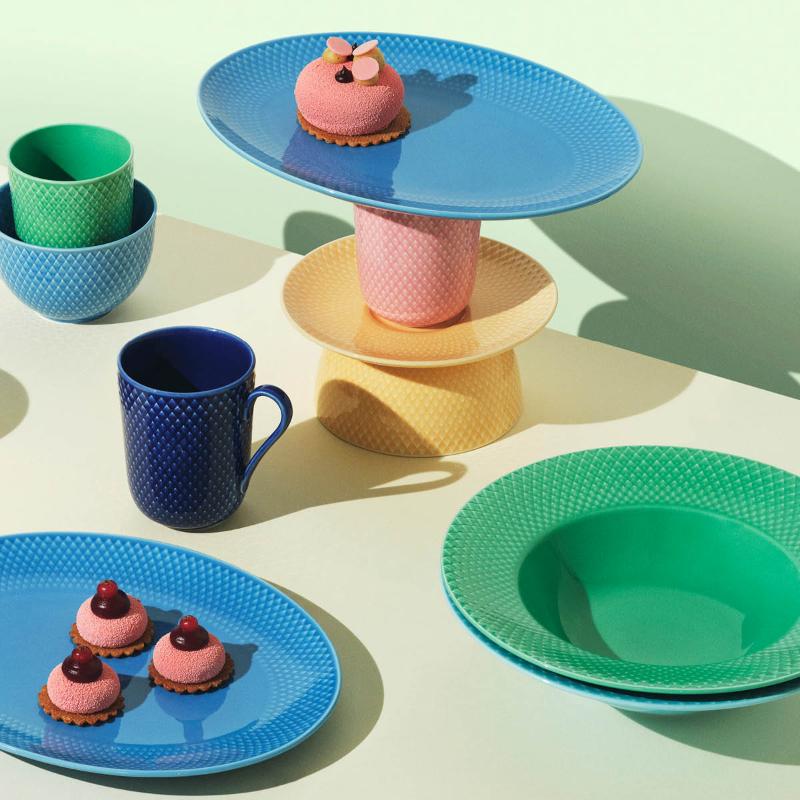 Lyngby Porcelæn Rhombe Color Tallrik Djup 24.5 cm Grön
