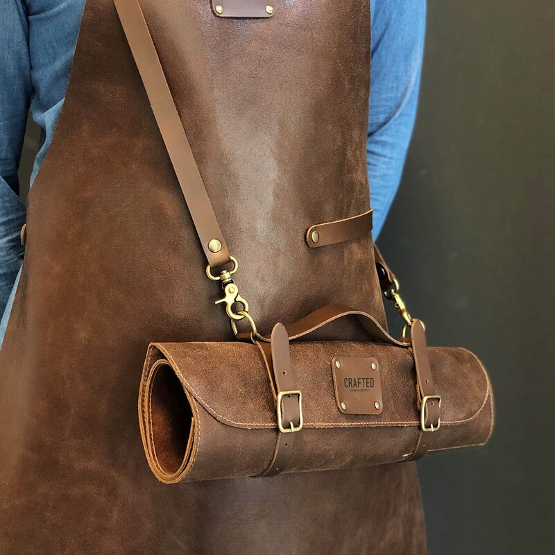 Crafted Leather knivväska 41 cm brun