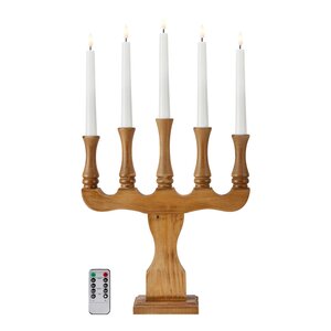 Markslöjd Rydboholm adventsljusstake 5 ljus LED 53 cm betsad brun