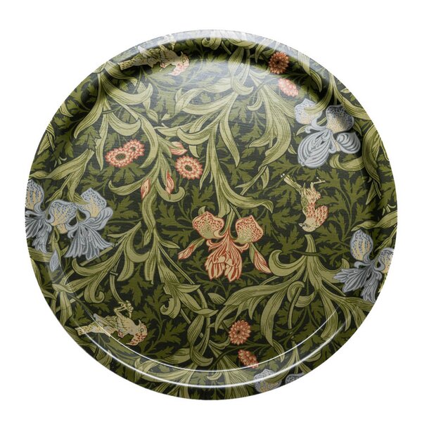 William Morris Iris rund bricka 46 cm grön