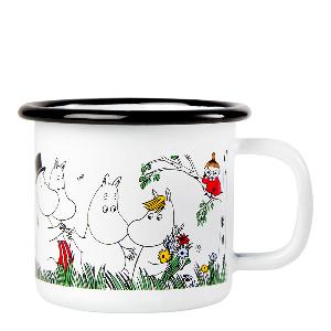 Muurla Mumin Emaljmugg Glada Familjen 15 cl Vit