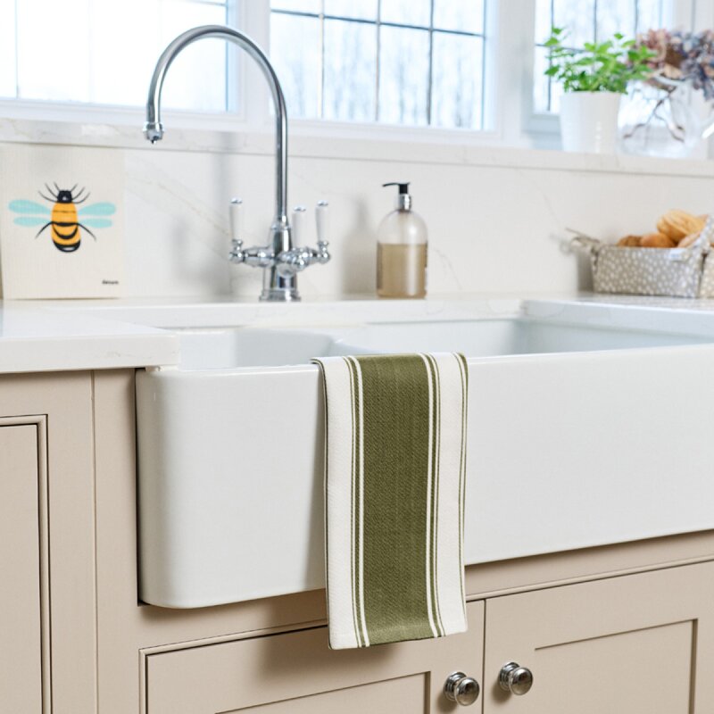 Dexam Love Colour randig kökshandduk 70x45 cm olivgrön
