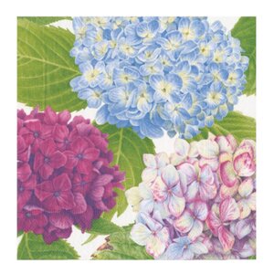 Caspari Hydrangea Garden servett 33x33 cm 20-pack blå