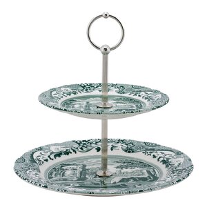 Spode Heritage Green Italian våningsfat 2 våningar 23,5 cm grön/vit