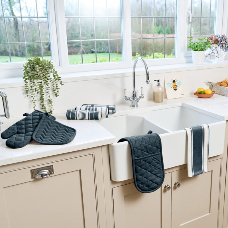 Dexam Love Colour randig kökshandduk 70x45 cm marinblå