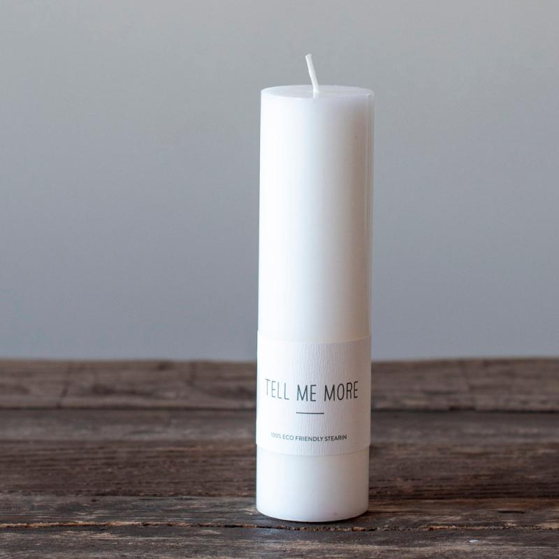 Tell Me More Luna blockljus M 4x15 cm vit