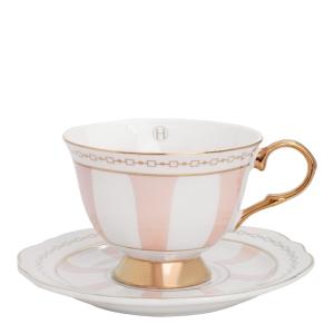 Hilke Kopp med fat 22 cl Strisce Rosa/Guld