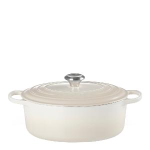 Le Creuset Signature gjutjärnsgryta oval 31 cm 6,3 L Meringue