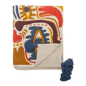 Bloomingville Horus pläd 160x130 cm orange/multi