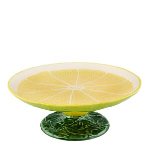 Bordallo Pinheiro Citron tårtfat på fot 33 cm citrongul/grön