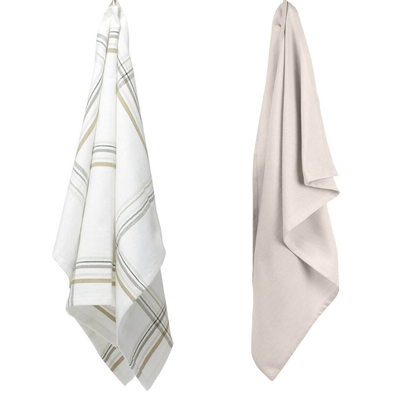 The Organic Company Set med kökshandduk 53x86 cm 2-pack earth check