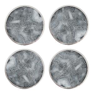 Hilke Glasunderlägg Marmor 4-pack Grå/Förnicklad Mässing