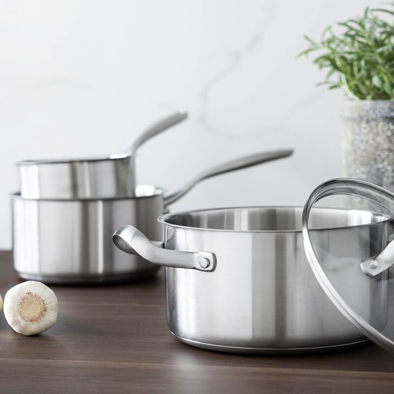 Anders Petter Stenfors kastrullset 3 delar 1/2/3 L med glaslock recycled matt