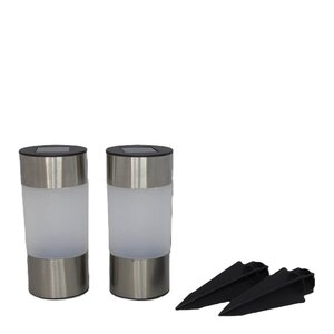 Cozzy Trädgårdsfackla solcell 6x23 cm 2-pack stål