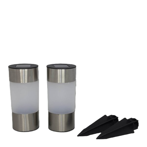 Cozzy Trädgårdsfackla solcell 6x23 cm 2-pack stål
